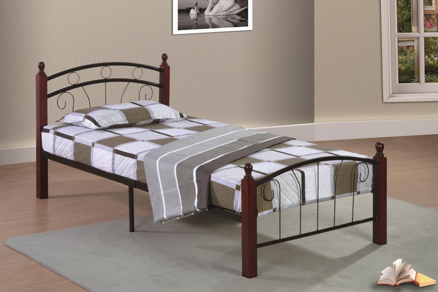 CHERRY TWIN POST METAL BED