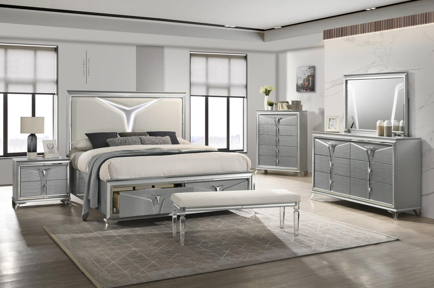 OLIVE SILVER QUEEN BED