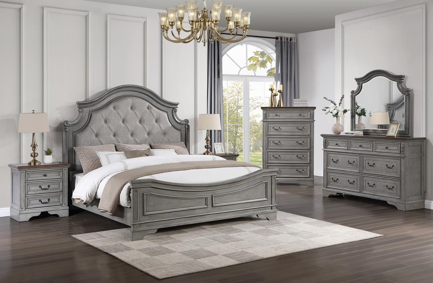 GRAY RUSTIC QUEEN BED