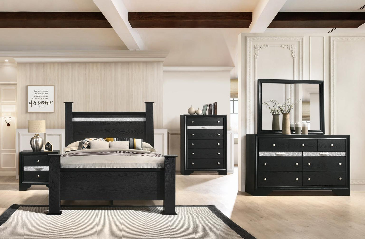 GRAINED BLACK NIGHTSTAND