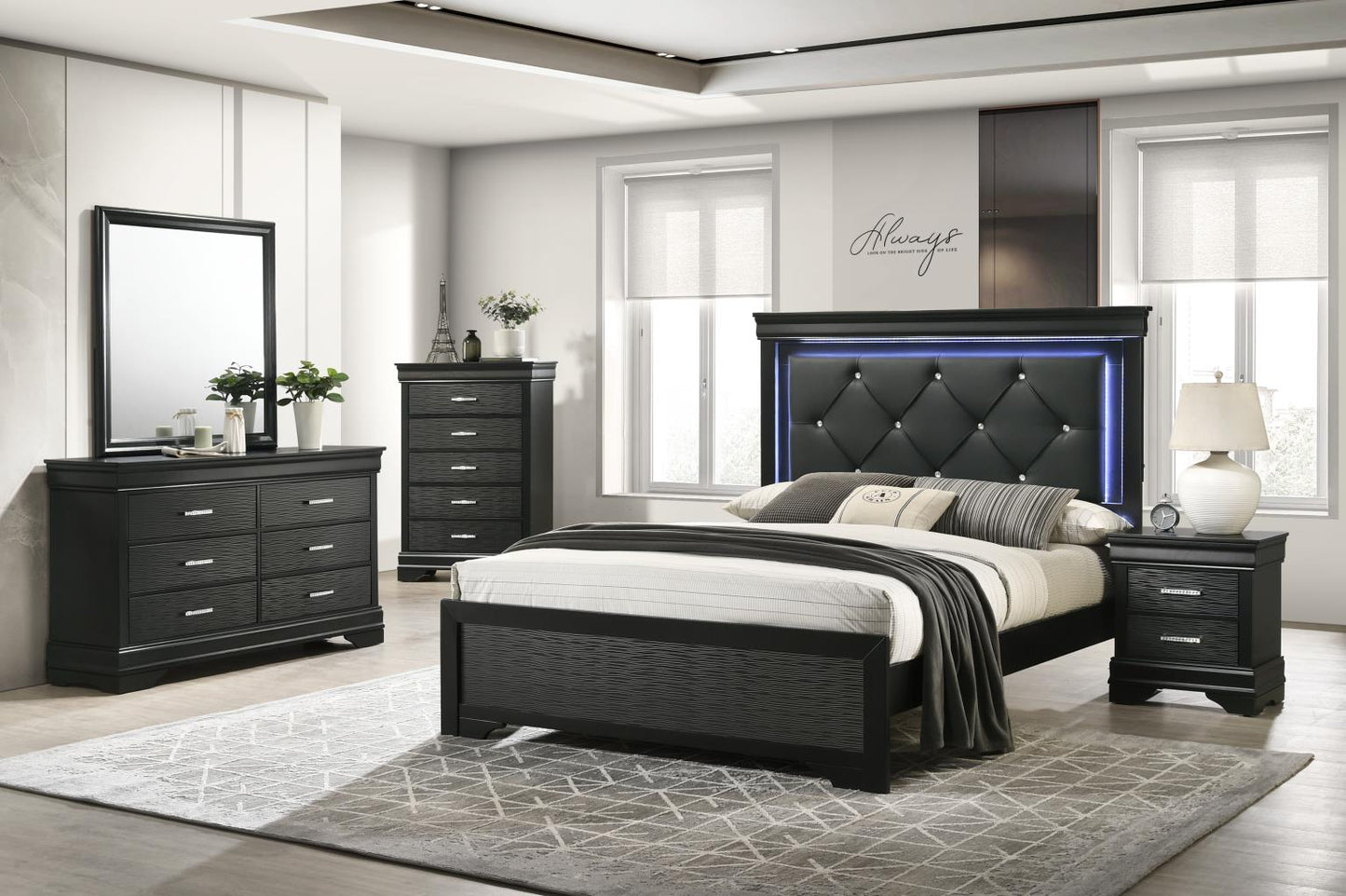 BLACK KING LED BED FRAME