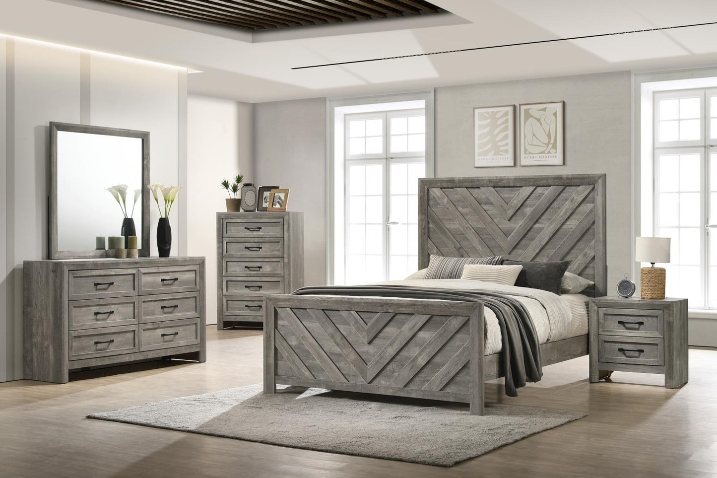 GRAY KING BED
