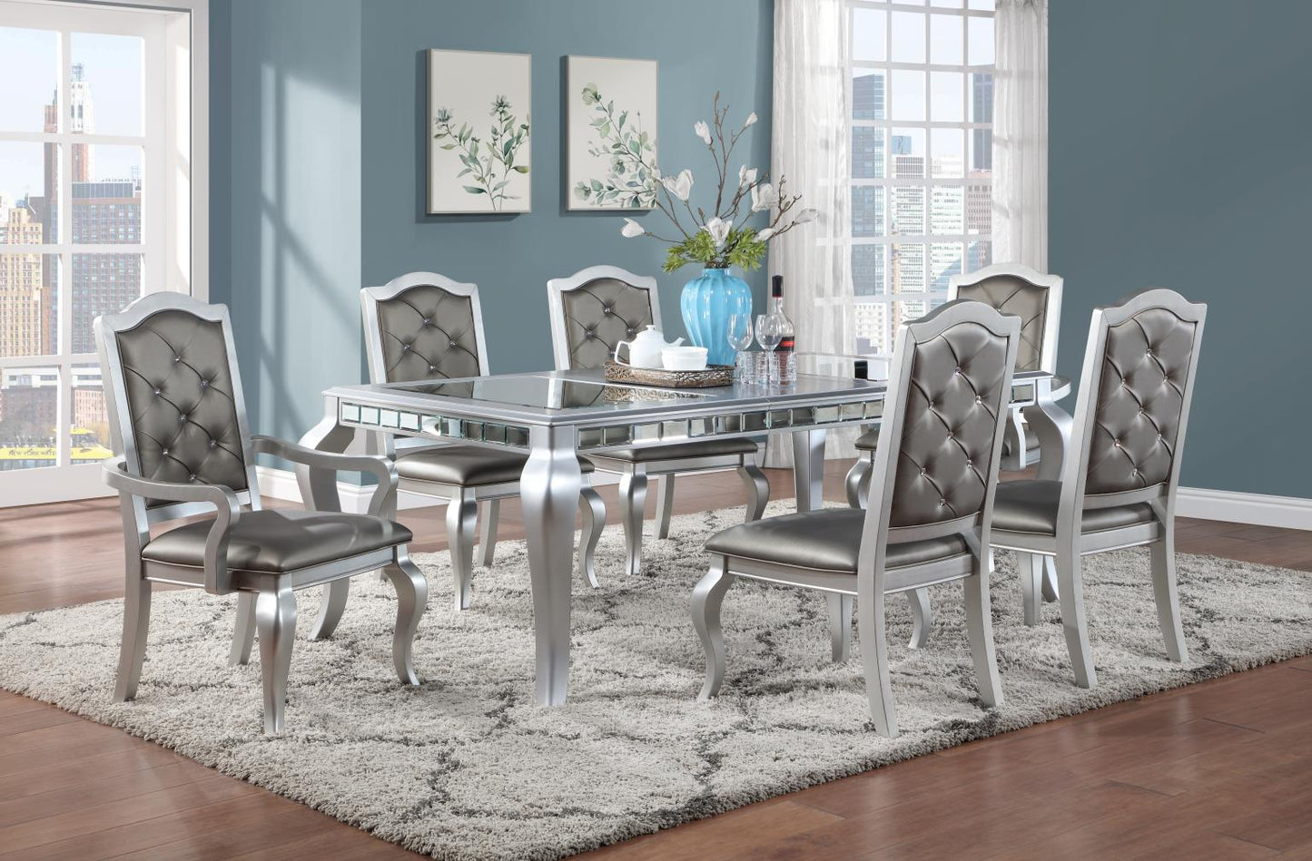 SILVER SHIMMER DINING ARM CHAIR