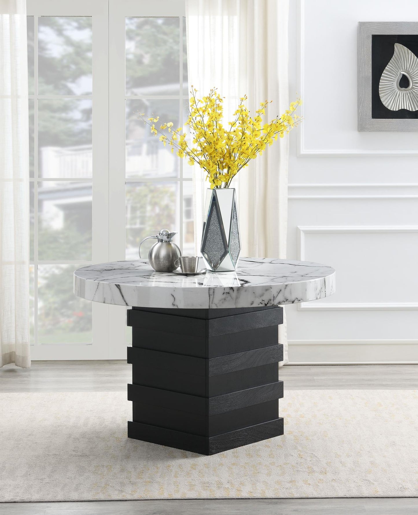 DINING TABLE & 4 BLACK CHAIRS