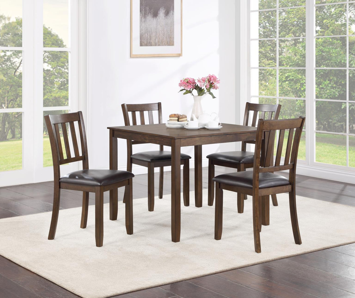 WALNUT DINING TABLE W/ 4 CHAIRS
