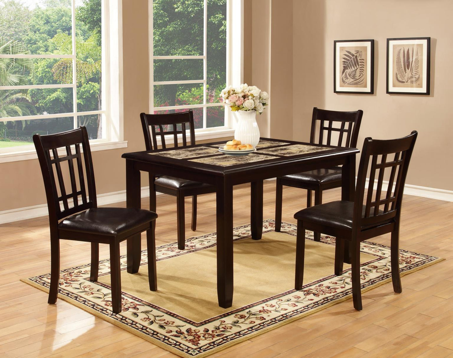 ESPRESSO DINETTE TABLE & 4 CHAIRS