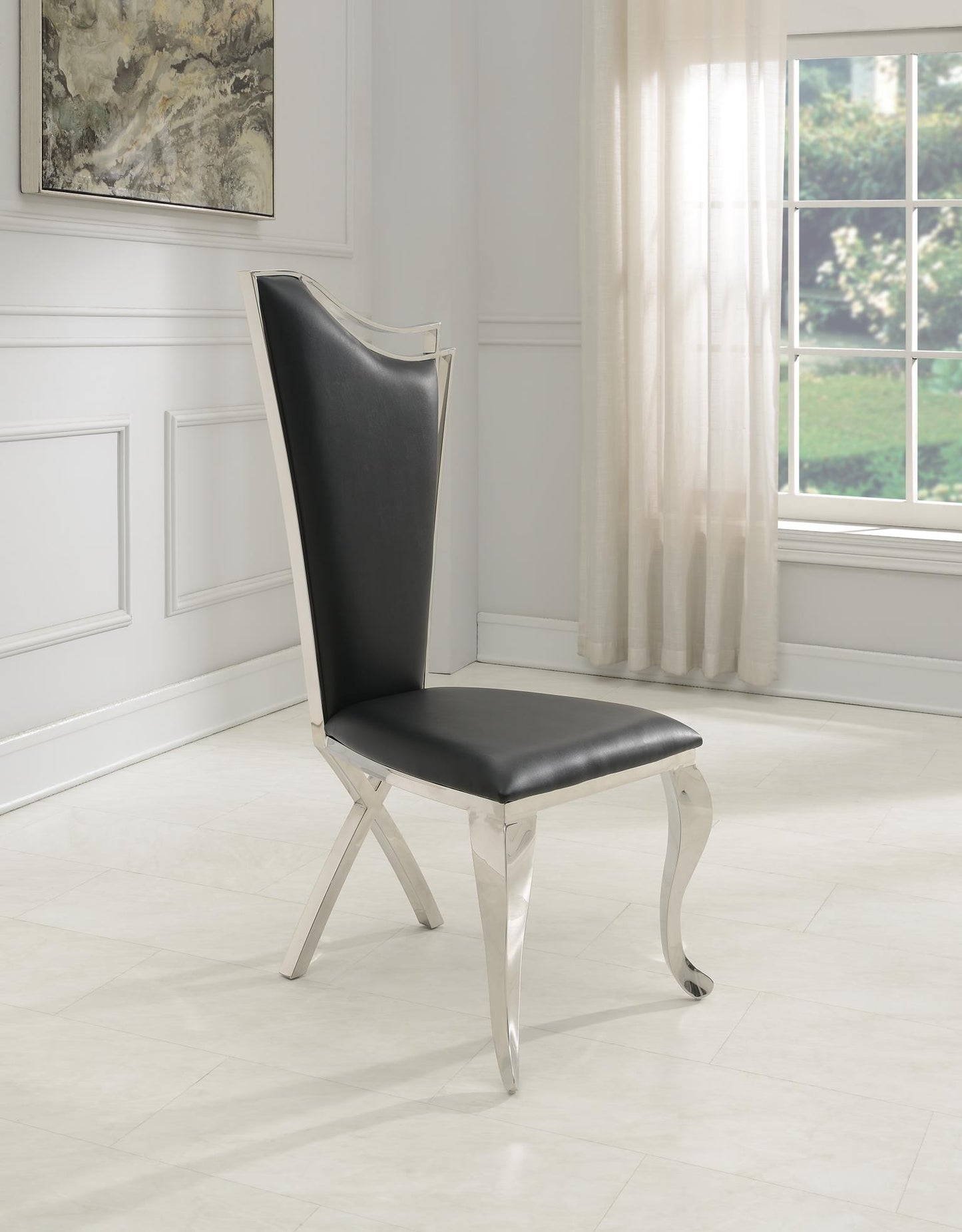 BLACK PU DINING CHAIR (PRICE PER CHAIR/MOQ 2)