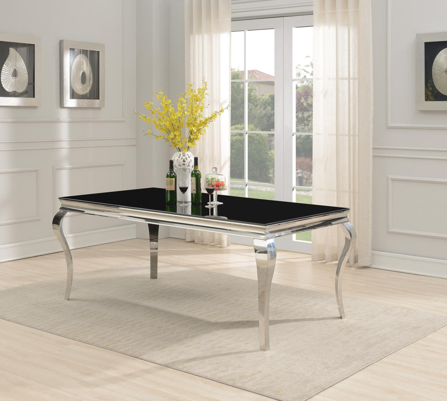 BLACK RECTANGULAR DINING TABLE