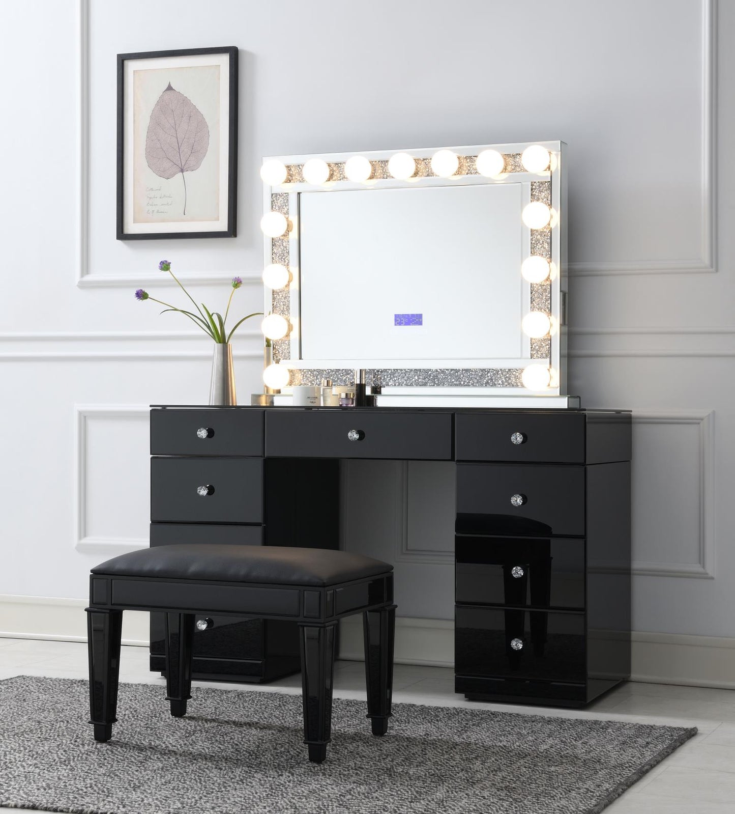 BLACK WOOD VANITY (MIRROR SOLD SEPERATELY)