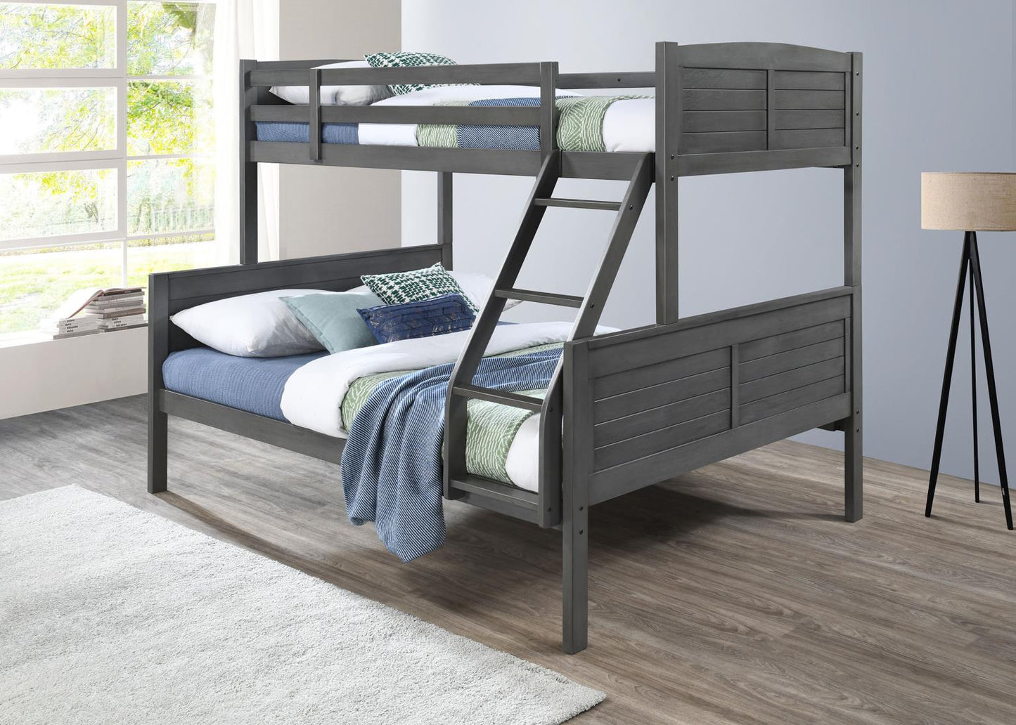ANT. GRAY TWIN/FULL BUNK BED