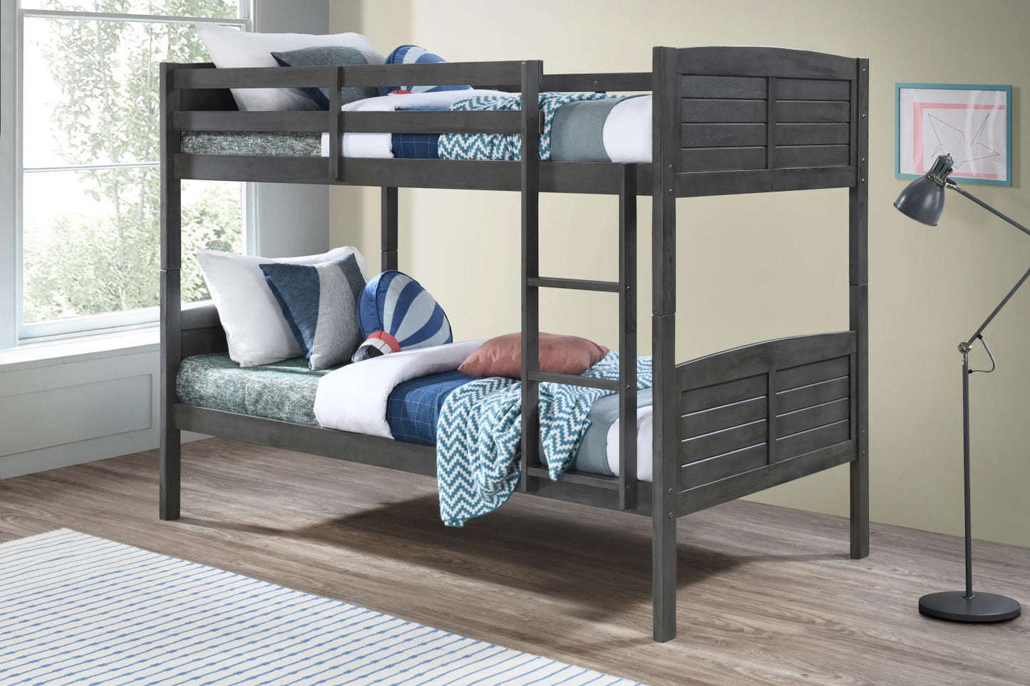 ANT. GRAY TWIN/TWIN BUNK BED