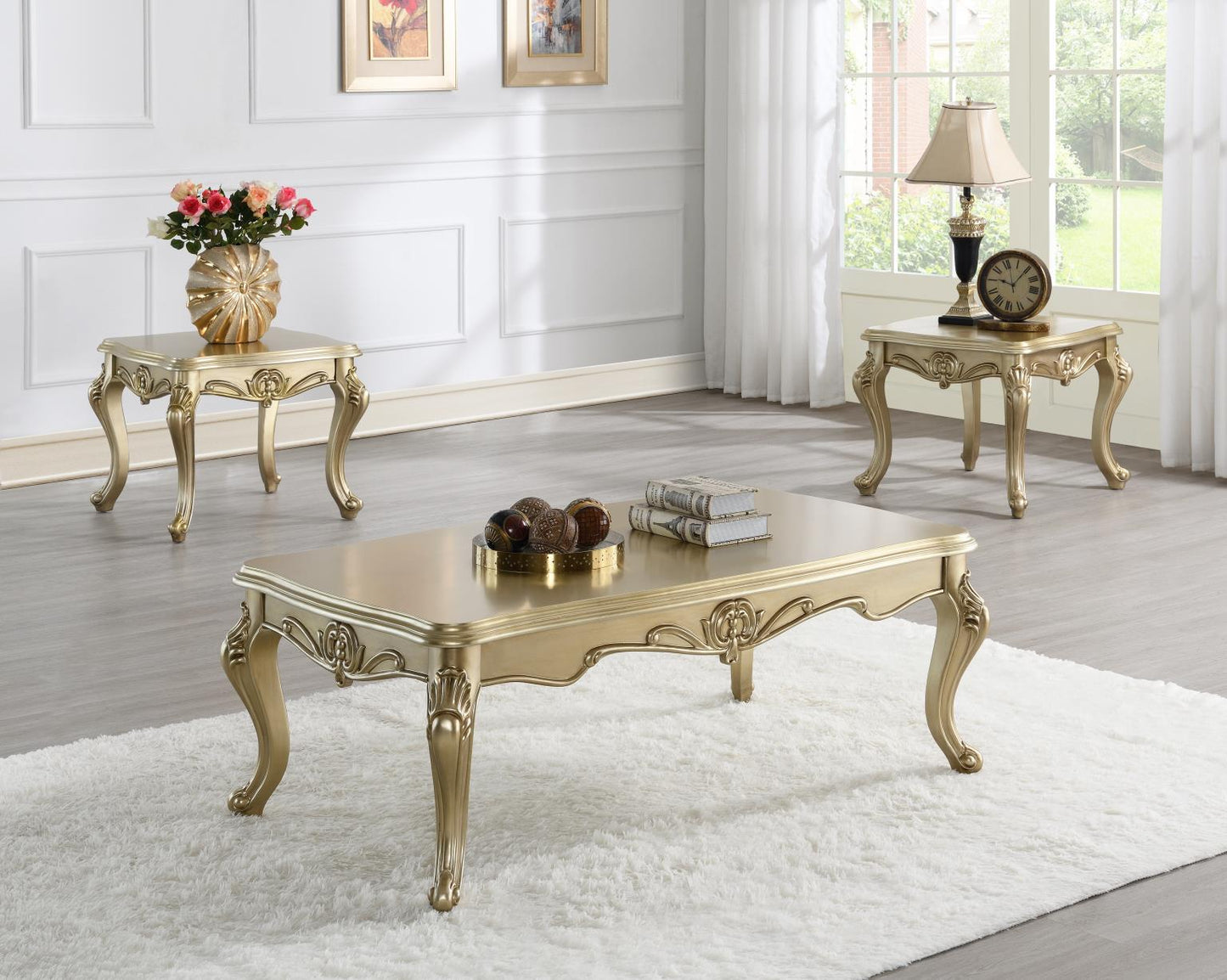 TRADITIONAL CHAMPAGNE GOLD COFFEE TABLE