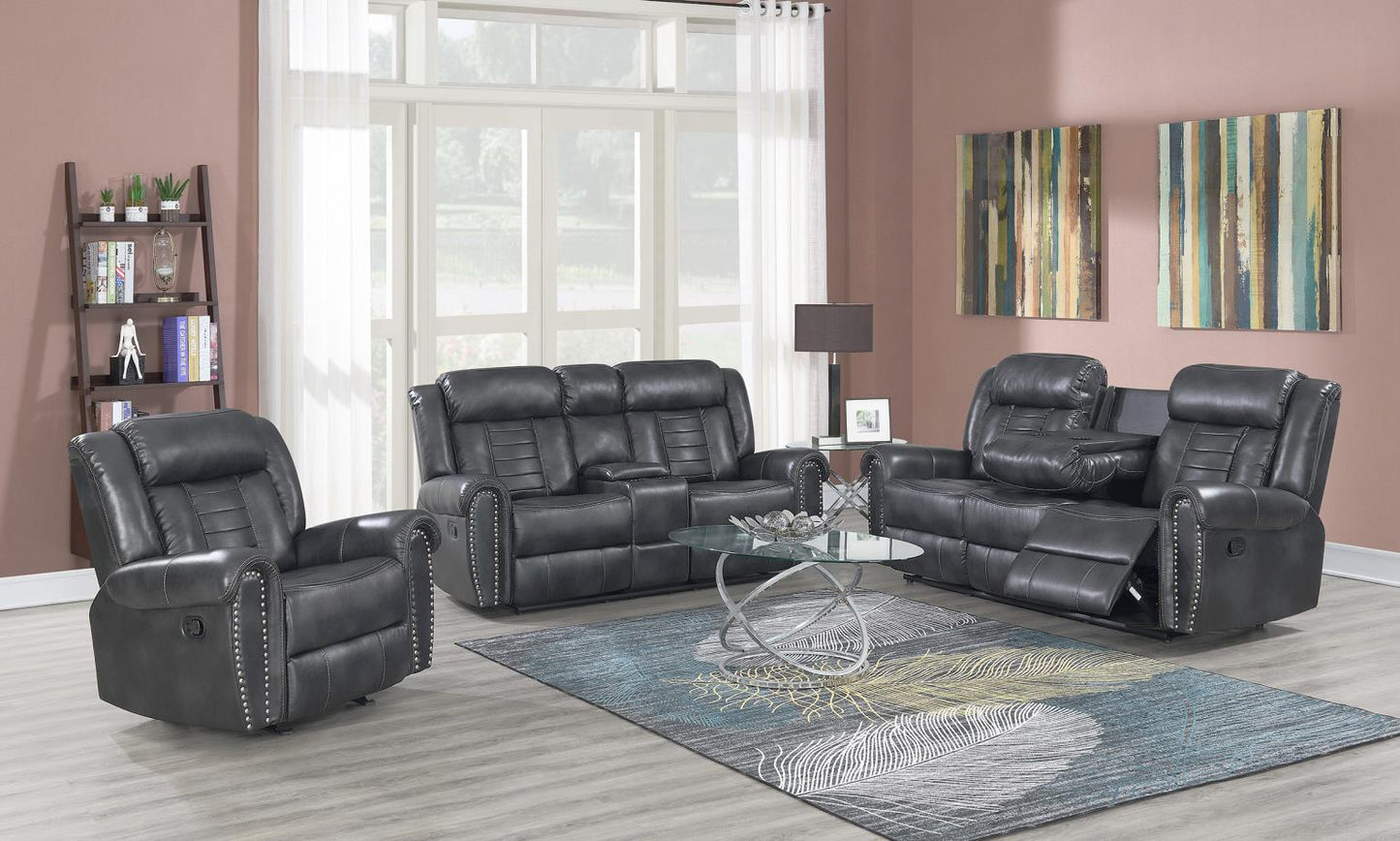 GRAY PU MATCH MOTION LOVESEAT