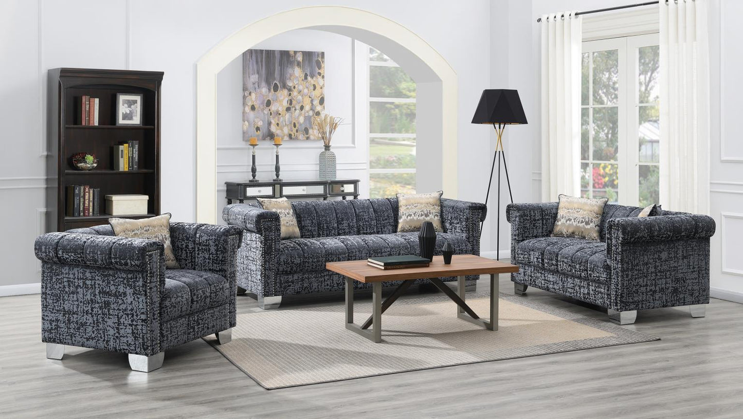DARK GRAY CRUSHED VELVET LOVESEAT