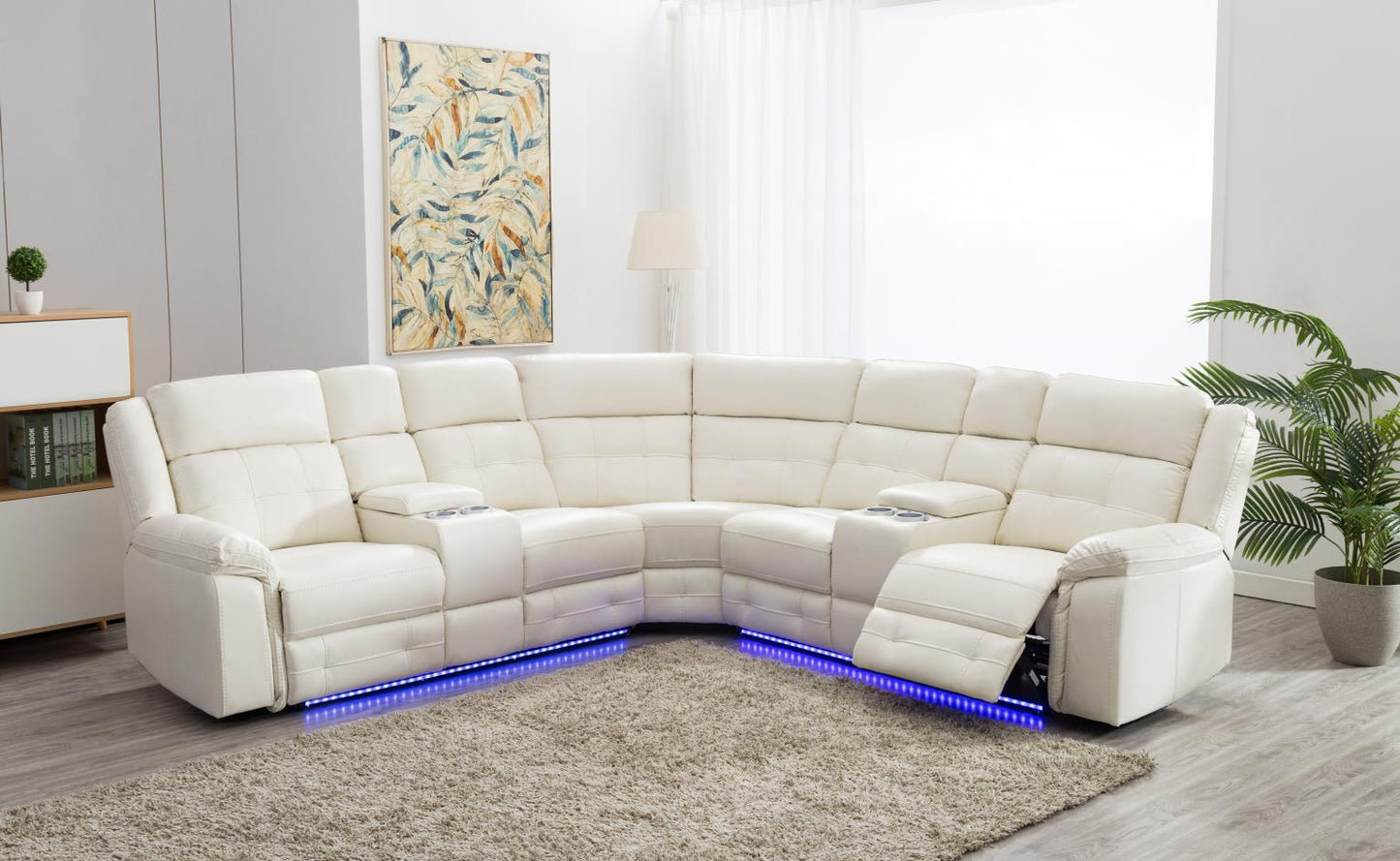 WHITE 3 PC POWER RECLINING SECTIONAL
