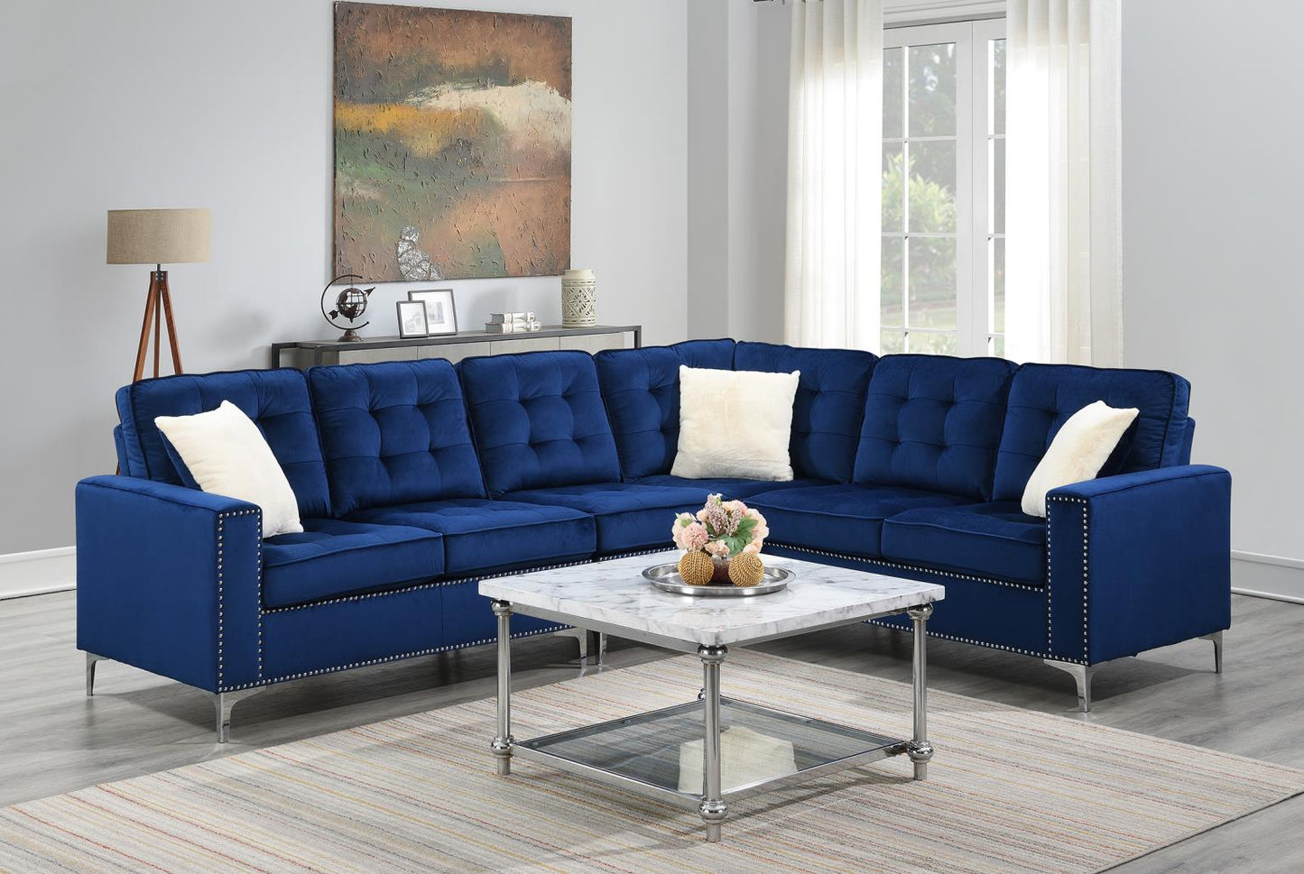 BLUE VELVET 4 PC SECTIONAL