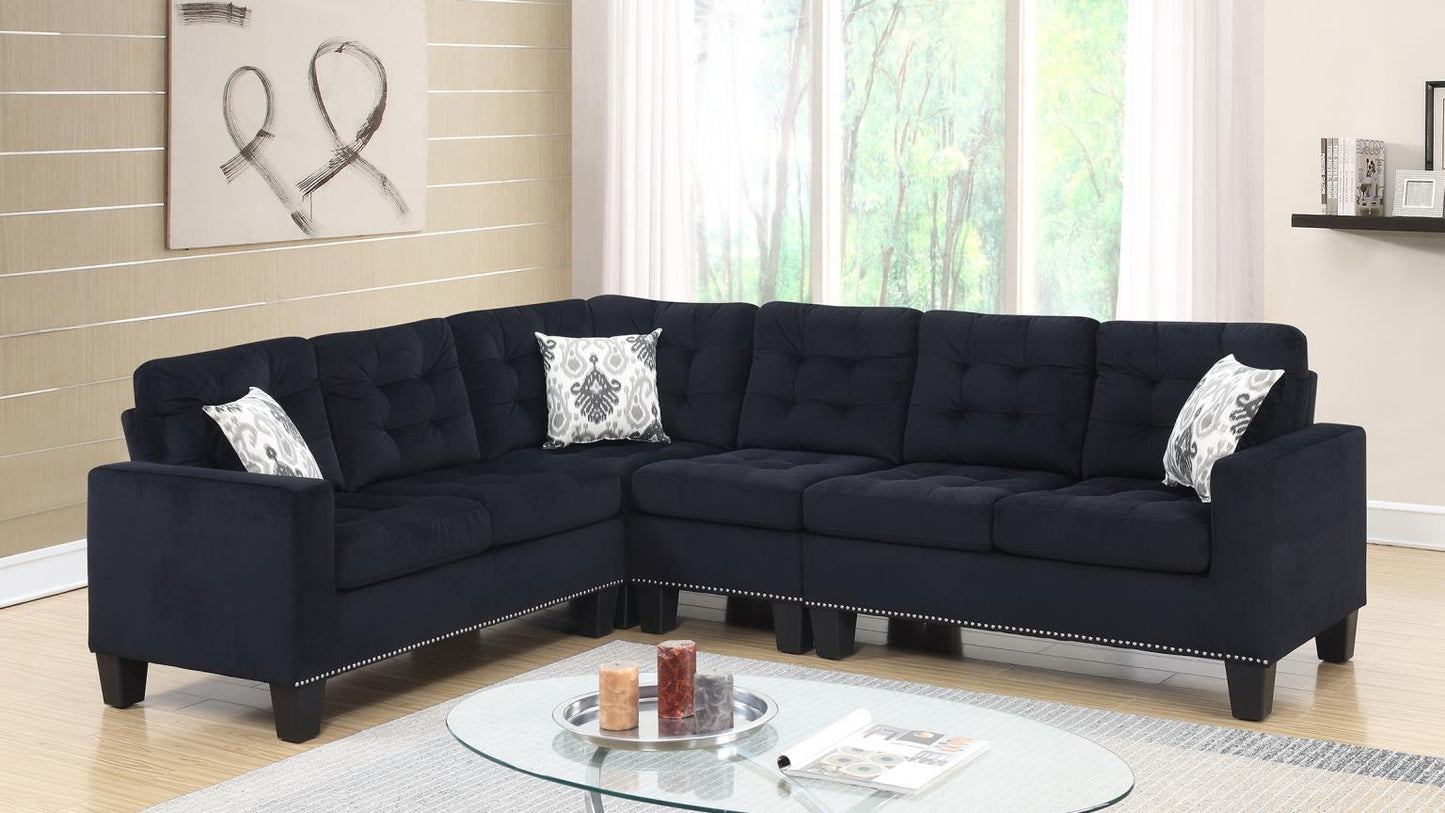 BLACK VELVET 4 PC SECTIONAL