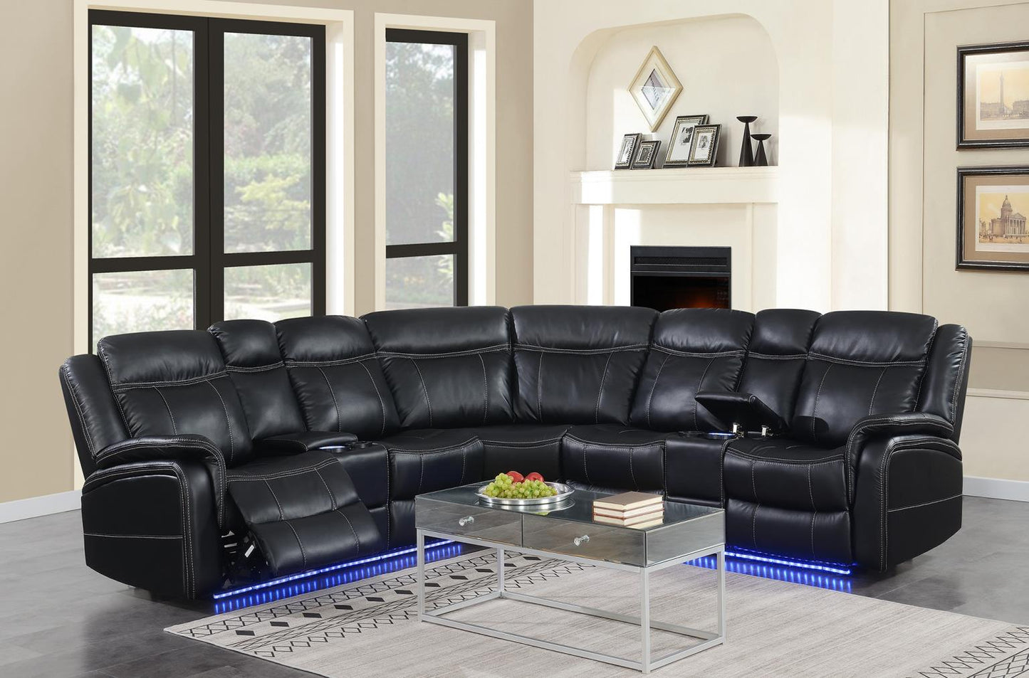 BLACK 3 PC POWER RECLINING SECTIONAL (2 PWR)
