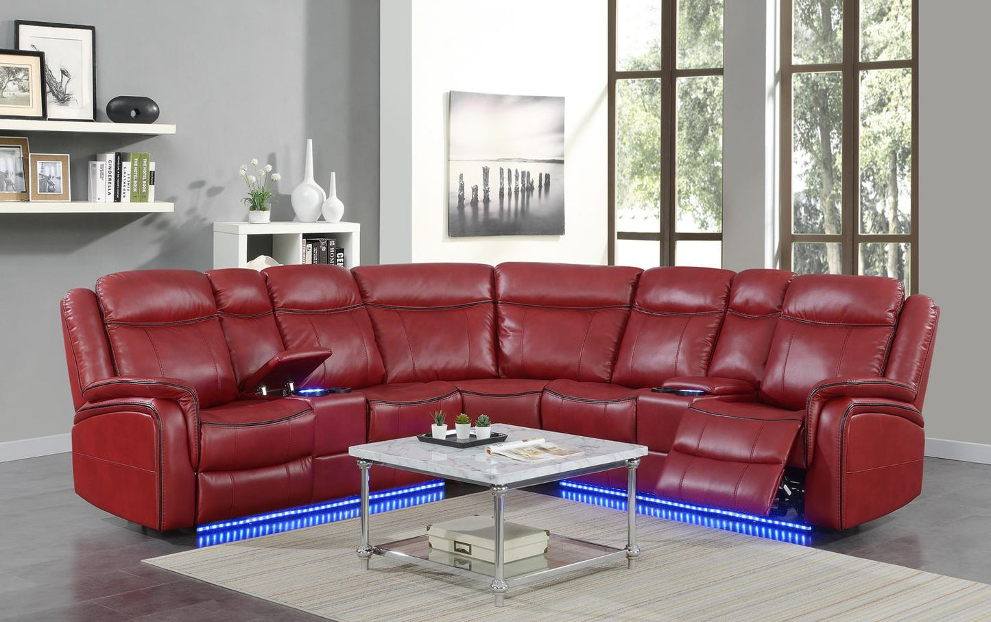 RED 3 PC POWER RECLINING SECTIONAL (2 PWR)
