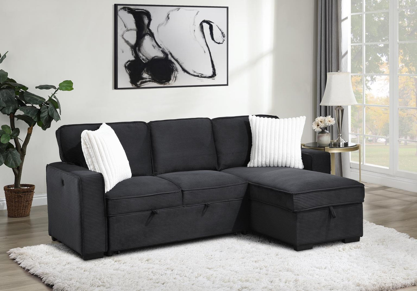 BLACK SOFA CHAISE SECTIONAL