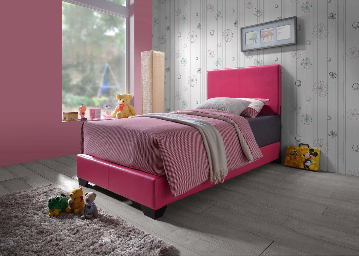 PINK PU FULL BED