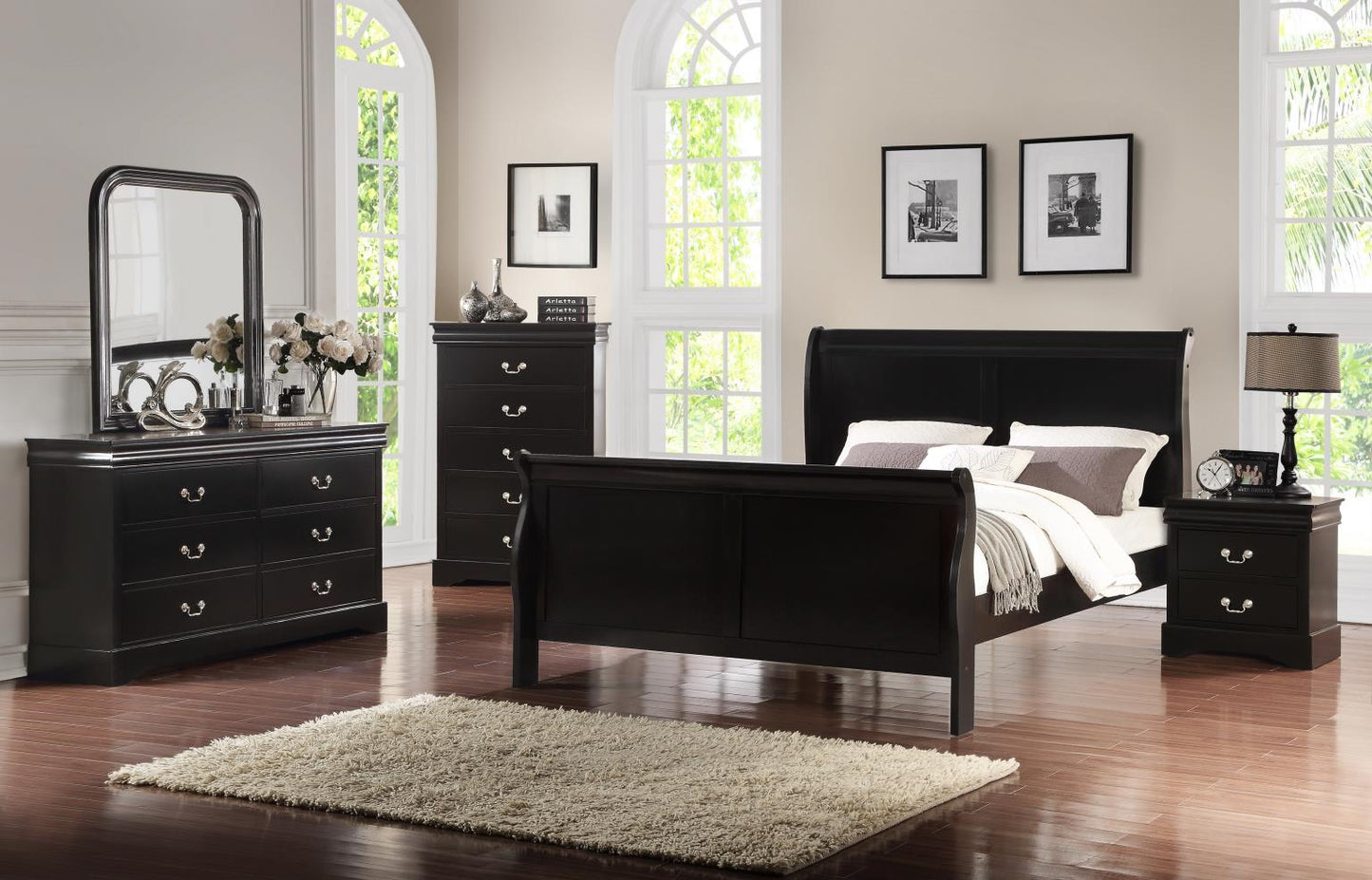 BLACK TWIN SLEIGHT BED
