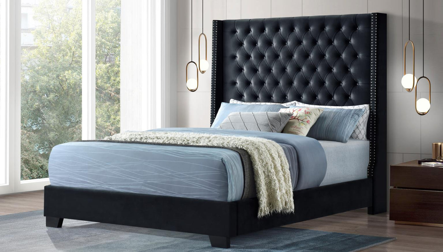 BLACK VELVET KING BED
