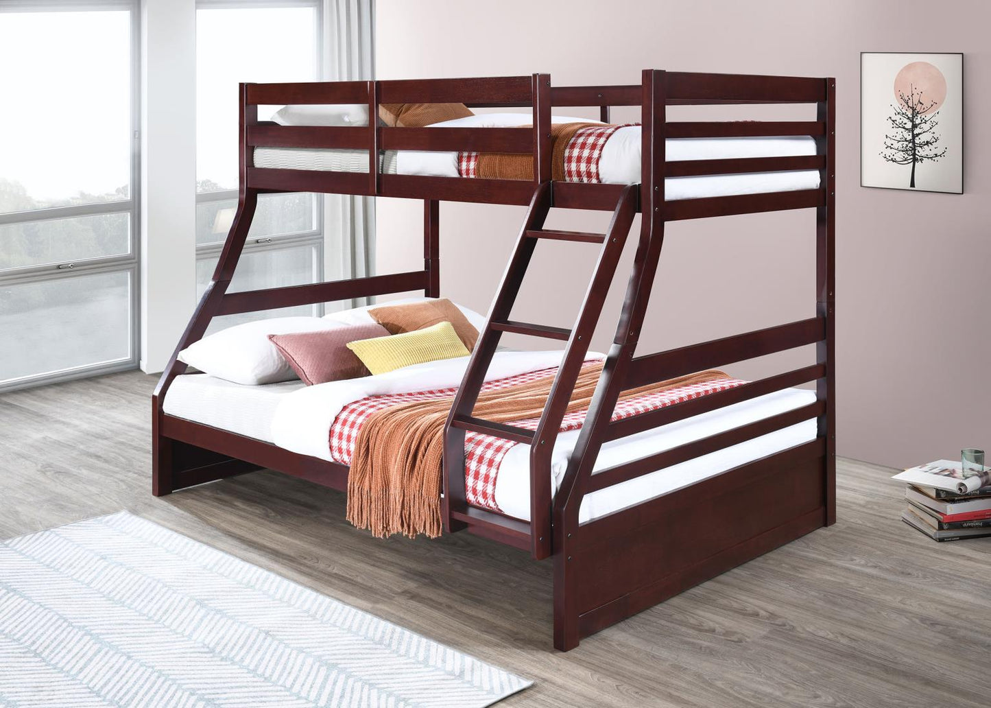 DARK BROWN TWIN/FULL BUNK BED