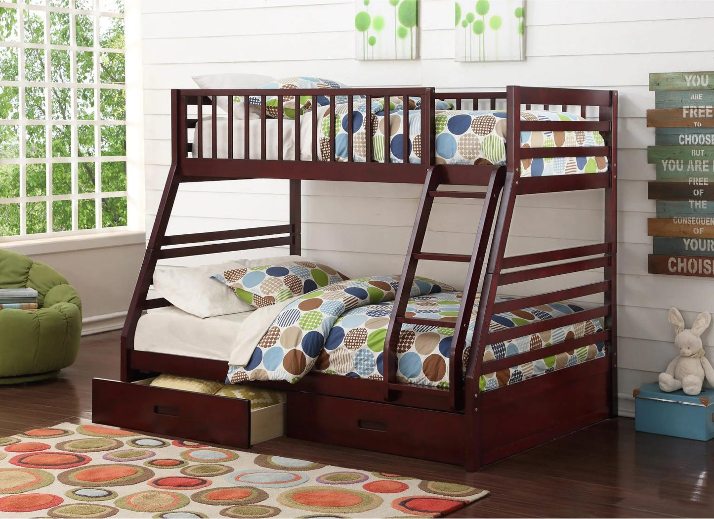 CHERRY T/F BUNK BED + STORAGE INCLUDED (S120-D)