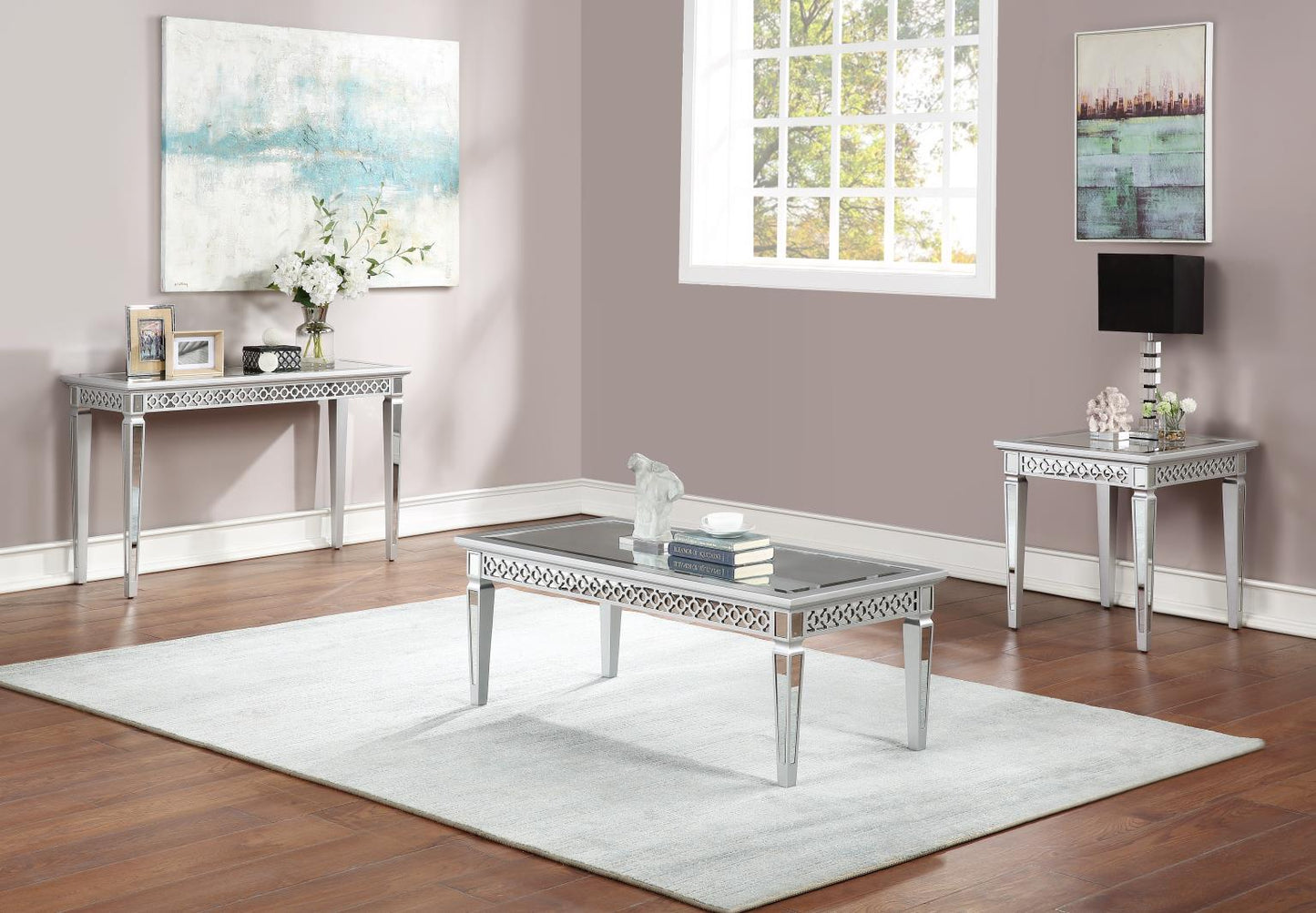 SILVER/MIRROR COFFEE TABLE