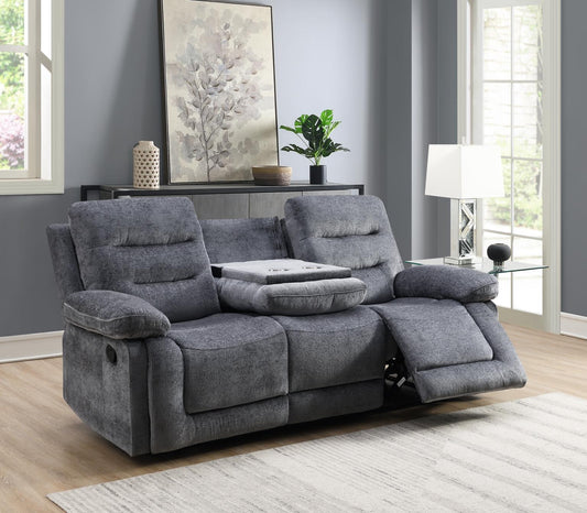 GRAY MOTION SOFA W/DROP DOWN