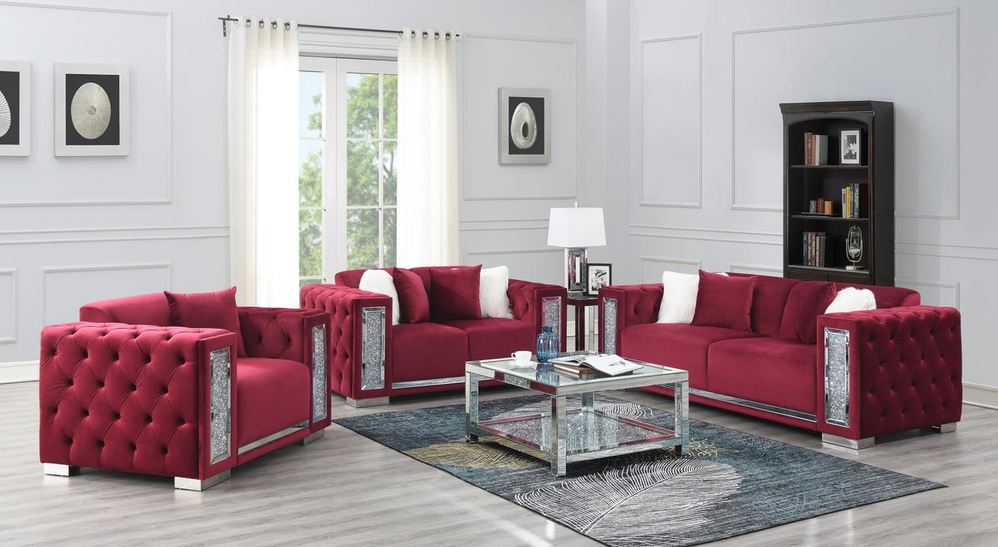 BURGUNDY VELVET LOVESEAT