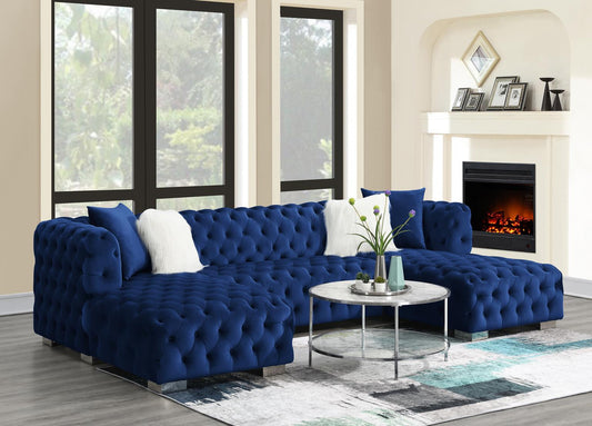 DARK BLUE 3 PC SECTIONAL (TWO CHAISES)