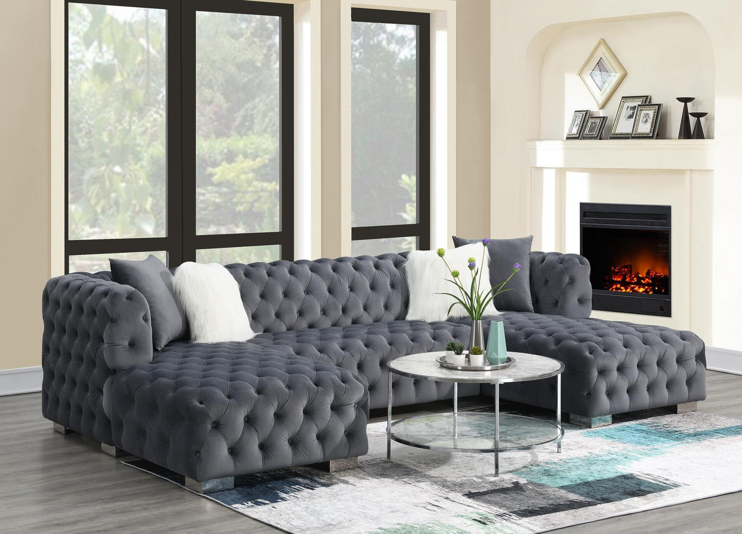 DARK GRAY 3 PC SECTIONAL (TWO CHAISES)
