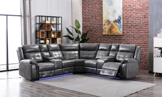 GRAY 3 PC POWER RECLINING SECTIONAL