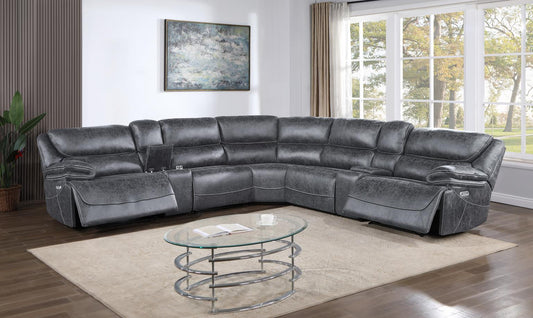 GRAY 7 PIECE SECTIONAL W/ 3 POWER RECLINING