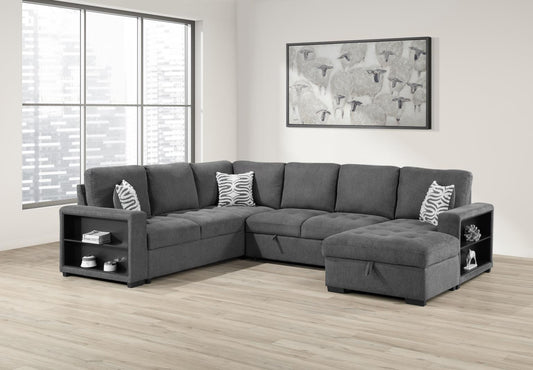 GRAY 3 PC SECTIONAL W/USB (TYPE A+C)